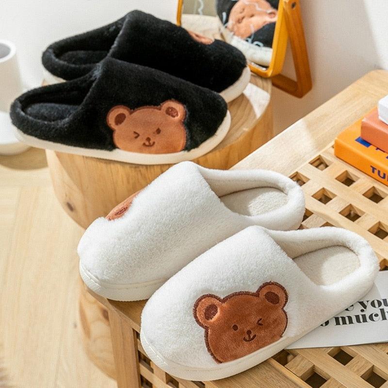 Women Winter Warm Fur Slippers Mens House Shoes Comfort Flat Heel Home Indoor Bedroom Warm Soft Cozy Fleece Lining House Slippers Memory Foam Slippers Winter Bedroom Shoes