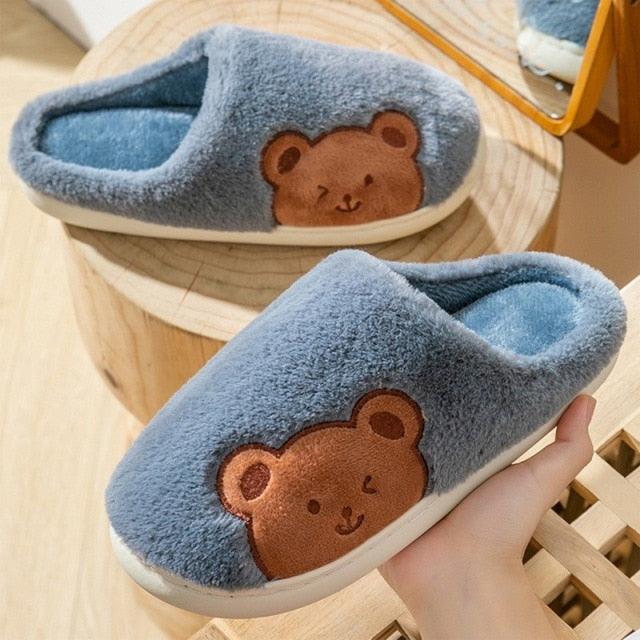 Women Winter Warm Fur Slippers Mens House Shoes Comfort Flat Heel Home Indoor Bedroom Warm Soft Cozy Fleece Lining House Slippers Memory Foam Slippers Winter Bedroom Shoes