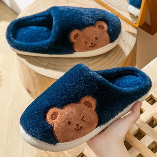 Women Winter Warm Fur Slippers Mens House Shoes Comfort Flat Heel Home Indoor Bedroom Warm Soft Cozy Fleece Lining House Slippers Memory Foam Slippers Winter Bedroom Shoes