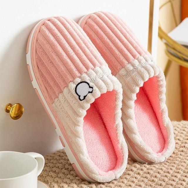 Women Winter Warm Fur Slippers Mens House Shoes Comfort Flat Heel Home Indoor Bedroom Warm Soft Cozy Fleece Lining House Slippers Memory Foam Slippers Winter Bedroom Shoes