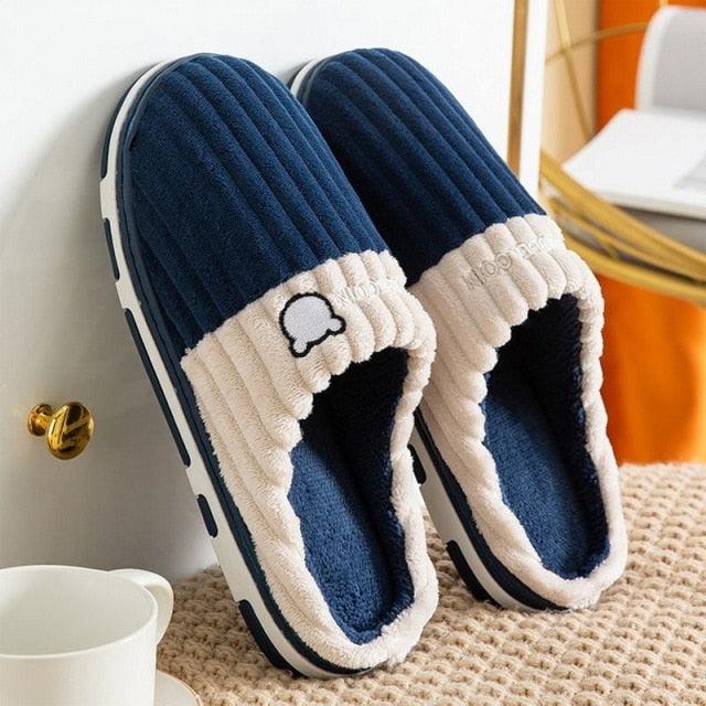 Women Winter Warm Fur Slippers Mens House Shoes Comfort Flat Heel Home Indoor Bedroom Warm Soft Cozy Fleece Lining House Slippers Memory Foam Slippers Winter Bedroom Shoes