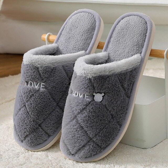 Women Winter Warm Fur Slippers Mens House Shoes Comfort Flat Heel Home Indoor Bedroom Warm Soft Cozy Fleece Lining House Slippers Memory Foam Slippers Winter Bedroom Shoes