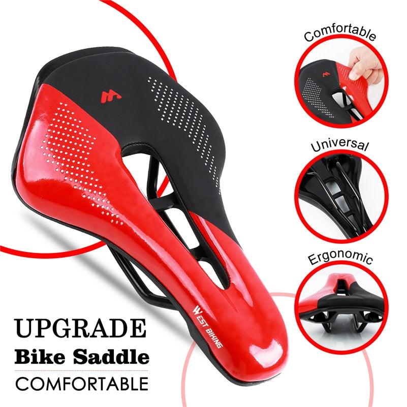 Leather Bike Saddle Mountain Road Bike Seat Leather Saddle Comfort Cushion Breathable Replacement Soft Padded Bicycle Seat With Shock Absorbing Waterproof Universal Leather Saddle