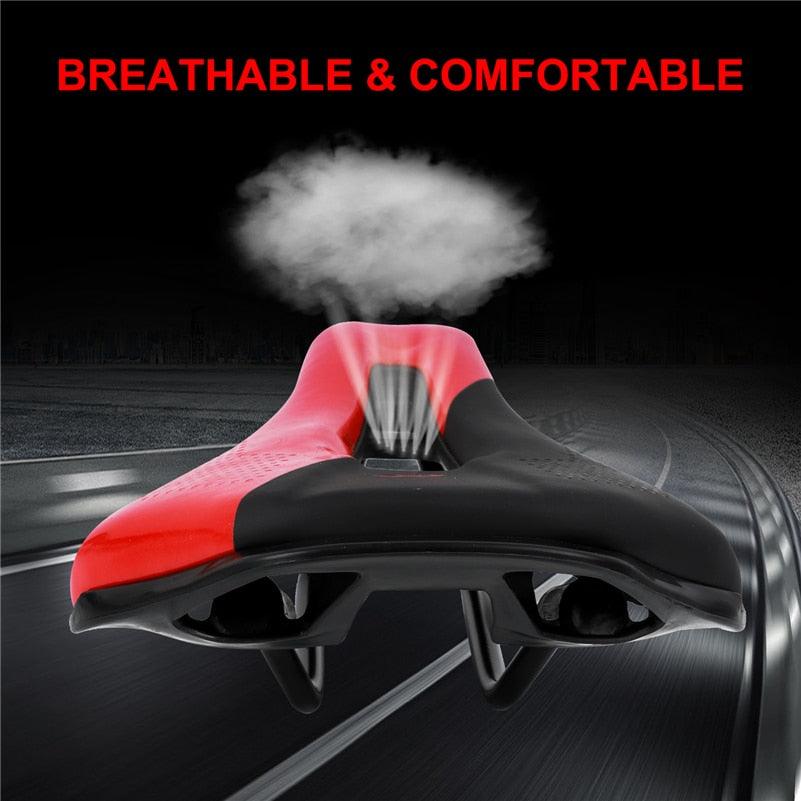 Leather Bike Saddle Mountain Road Bike Seat Leather Saddle Comfort Cushion Breathable Replacement Soft Padded Bicycle Seat With Shock Absorbing Waterproof Universal Leather Saddle