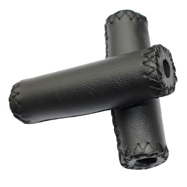 Ergonomic Bike Handle Grips PU Leather Soft Rubber Bicycle Mountain Bike Anti-Slip Handlebar Grips Retro Artificial Leather Handle Grips Cycling Anti Slip Road Mountain Comfortable Bike Handlebar Grips