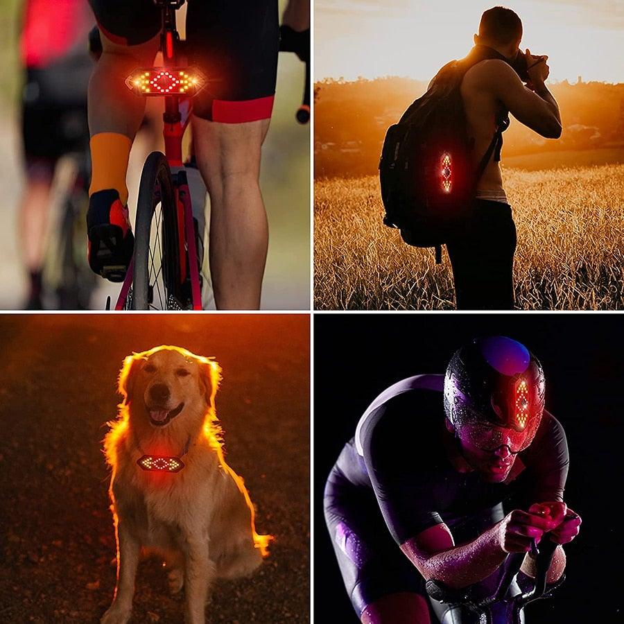 Rear Lamp Smart Bike Wireless Remote Turn Signal Lights Bicycle LED Taillight Personal Bicycle LED Rechargeable USB Bicycle Tail Light Wireless Remote Control Back Bike Light For Night Riding Safety Warning Cycling Lights