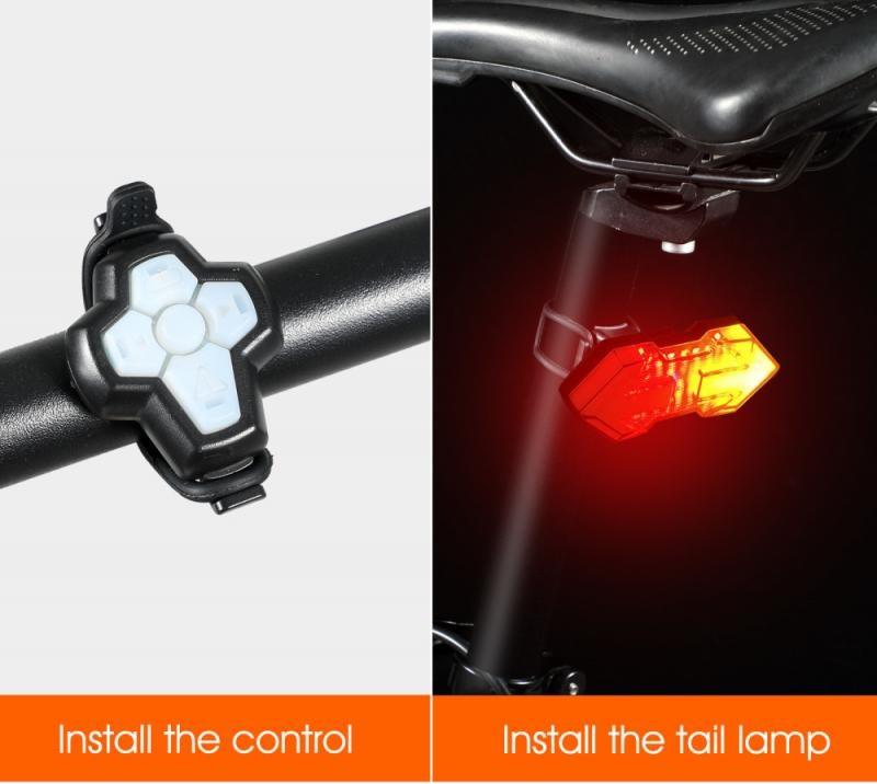 Rechargeable Bike Tail Light Turn Signals Wireless Remote Control Mountain Smart Bike Taillight Waterproof Bicycle Flashing Ultra Bright Bike Light USB LED Bicycle Rear Light Waterproof Light 5 Light Mode Headlights