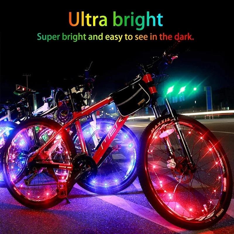 Waterproof LED Bike Wheel Light  Bicycle Spoke Light Bicycle Tire Light Strips Cycling Safety Warning Lamp Bike Wheel Lights  Safety Warning Tire Strip Light For Night Riding Glow Light Fun Safety Light Bike Accessories For Kids