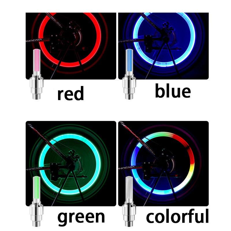 2PCS Ultralight Bike Valve Cap Light Road Bike LED Light Tire Valve Caps Wheel Spokes Light Bike Flash Tyre Wheel Cap Lights Bike Valve Neon Lights Colorful Night LED Tire Lights