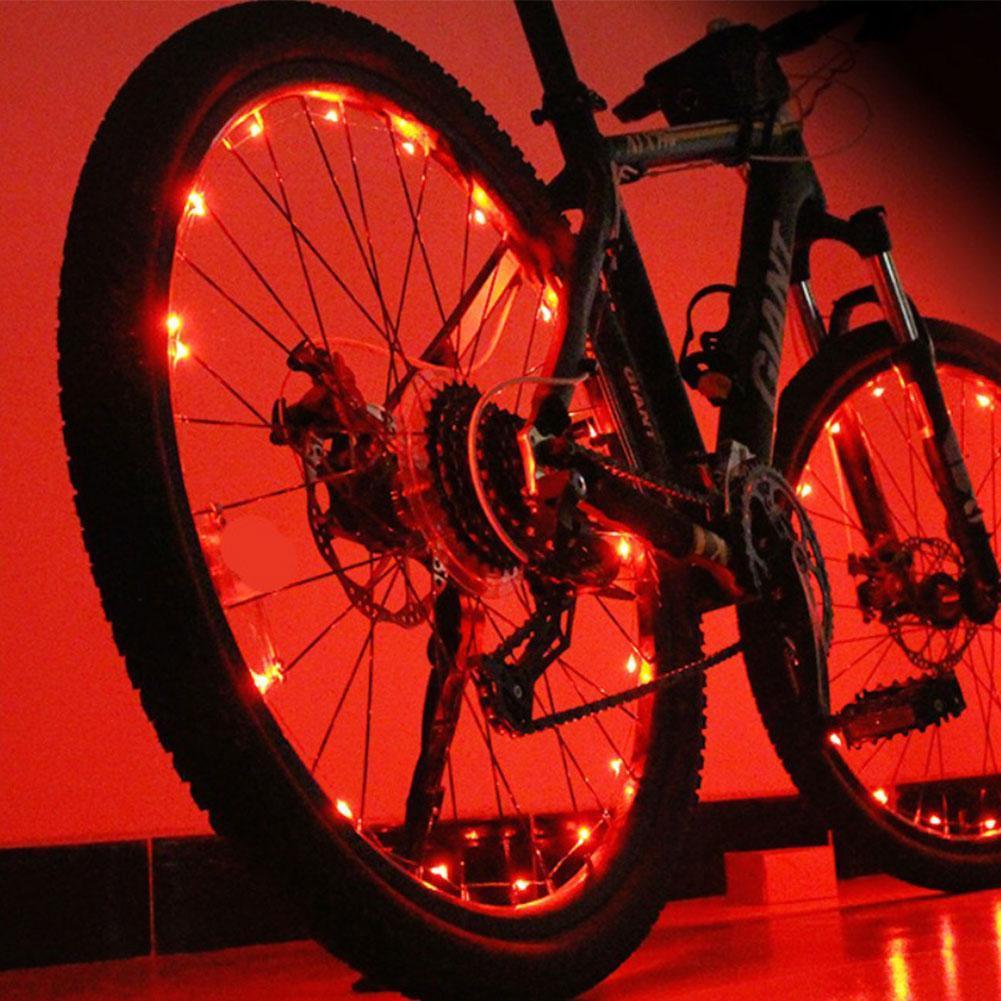 20 LED Bike Cycling Rim Lights Wheel Spoke Light String Strip Lamps Waterproof Bicycle Light Decoration Accessories Waterproof LED Bike Spoke Lights For Adult Bike Beautiful Night Bike Decoration