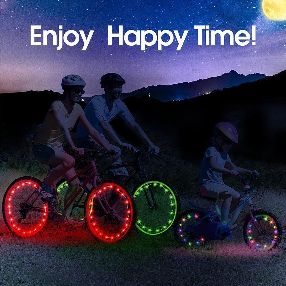 20 LED Bike Cycling Rim Lights Wheel Spoke Light String Strip Lamps Waterproof Bicycle Light Decoration Accessories Waterproof LED Bike Spoke Lights For Adult Bike Beautiful Night Bike Decoration