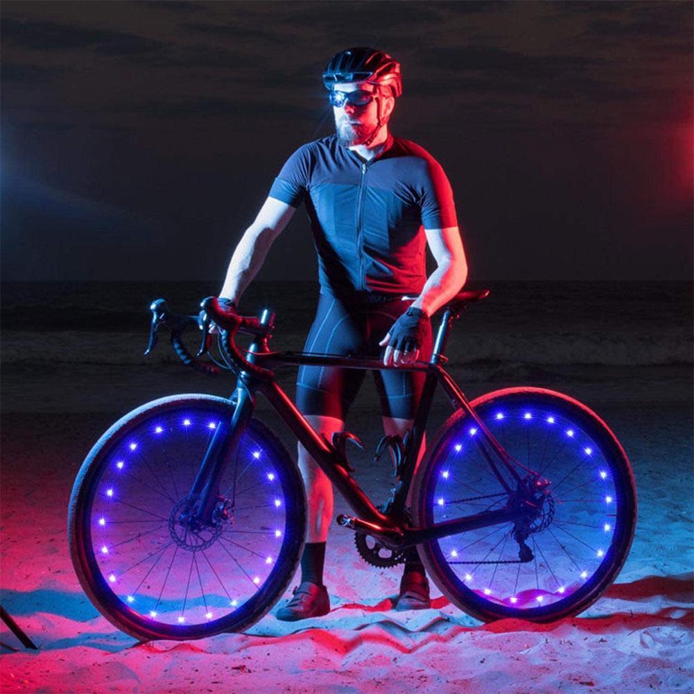 20 LED Bike Cycling Rim Lights Wheel Spoke Light String Strip Lamps Waterproof Bicycle Light Decoration Accessories Waterproof LED Bike Spoke Lights For Adult Bike Beautiful Night Bike Decoration