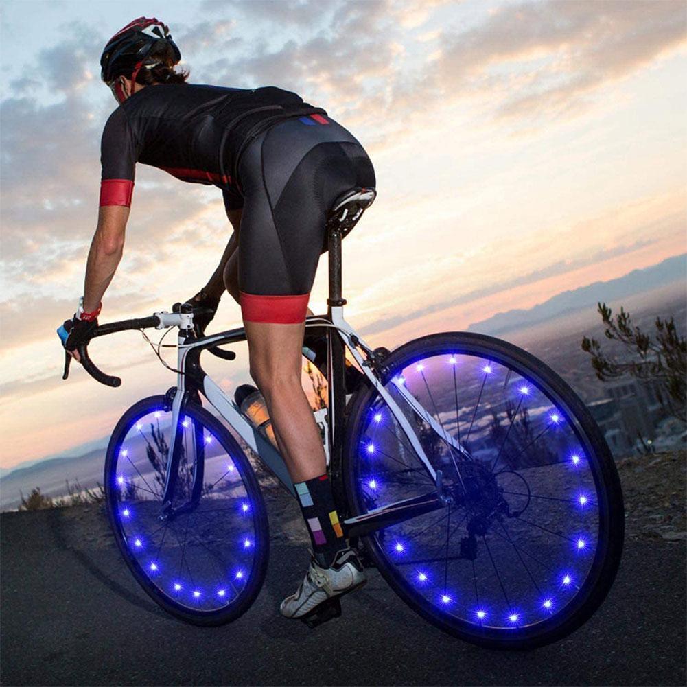 20 LED Bike Cycling Rim Lights Wheel Spoke Light String Strip Lamps Waterproof Bicycle Light Decoration Accessories Waterproof LED Bike Spoke Lights For Adult Bike Beautiful Night Bike Decoration