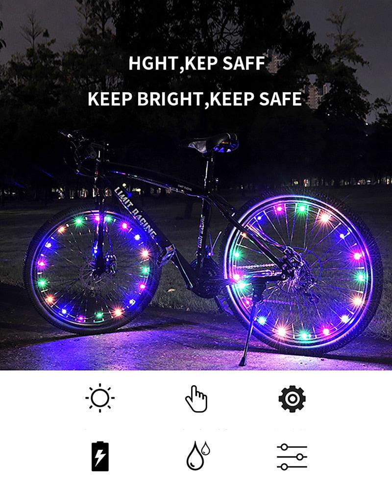 Fashion Durable Bicycle Spoke Light Bike Tire Wind Wheel Lights Flash Spoke Ribbon Light Lamp Outdoor Night Cycling Lights Bike Wheel Spoke Light Waterproof Bright Bicycle Light Strip