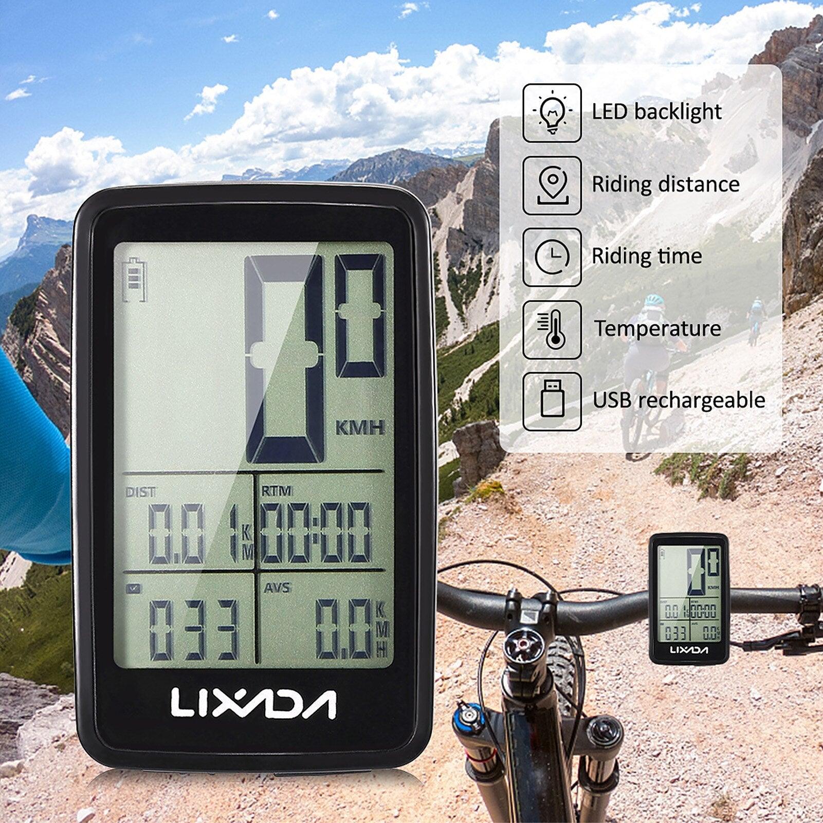 Speedometer LCD Digital Display Rechargeable Wireless Bike Cycling Computer Waterproof Riding Bike Accessories Waterproof Bicycle Speedometer With LCD Backlight Display Cycling Computer