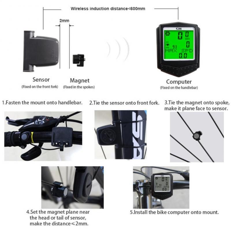 New Wireless Bicycle Computer Heart Rate Monitor Automatically Wake Up Backlit Speedometer Code Table Odometer Wireless Waterproof Cycle Bike Computer With LCD Display And Multi-Functions