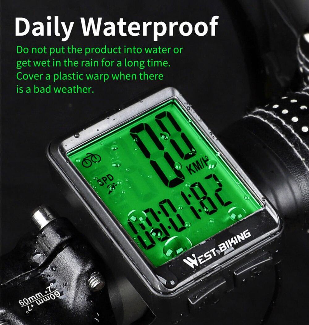 Bicycle Computer Road Bike Table Light Wired Wireless Waterproof Luminous Speedometer Waterproof Cycling Odometer Smart Sensor Auto Wake-Up Multi-Function Bicycle Speed Tracker With LCD Backlight Display