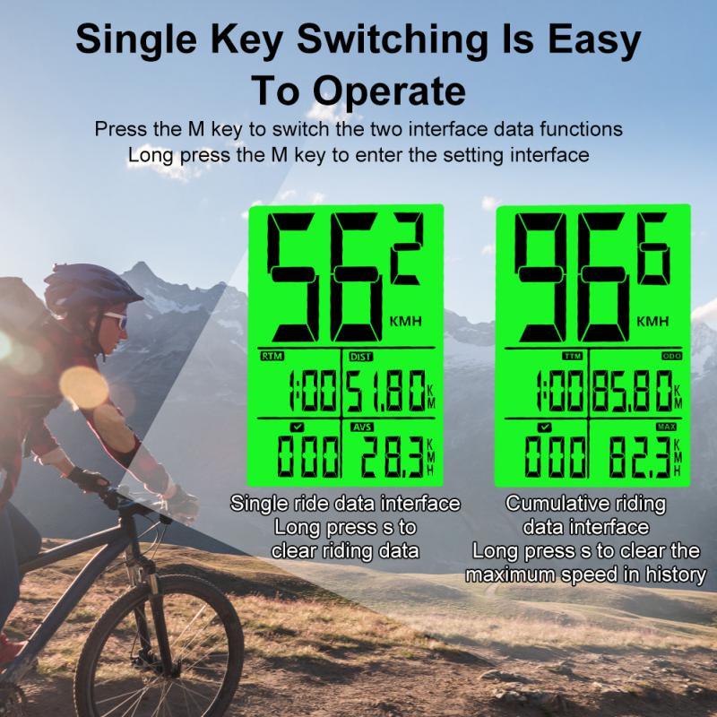 Waterproof Bicycle Computer Wireless Mountain Bike Cycling Potentiometer Stopwatch Speedometer Wireless Waterproof Bike Computer With LCD Large Backlight Display Multifunction Bicycle Speedometer 14 Functions Speedometer