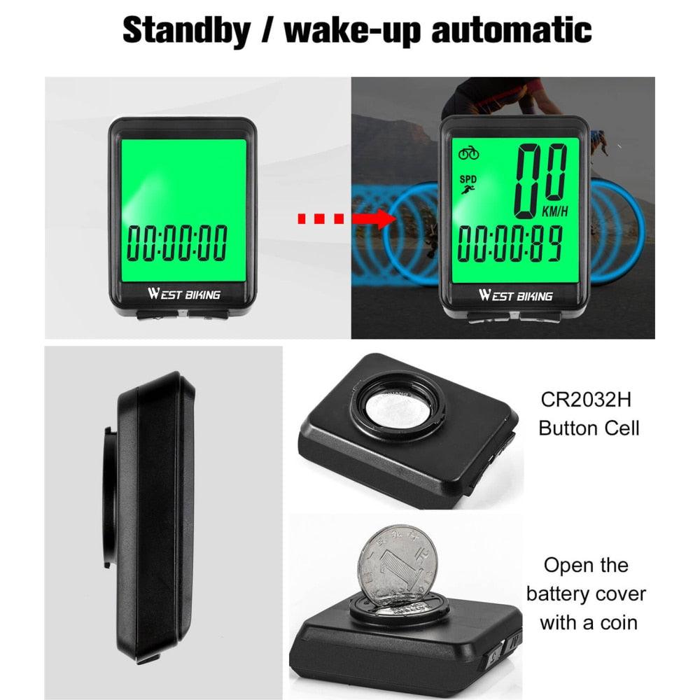 Bicycle Computer Road Bike Table Light Wired Wireless Waterproof Luminous Speedometer Waterproof Cycling Odometer Smart Sensor Auto Wake-Up Multi-Function Bicycle Speed Tracker With LCD Backlight Display