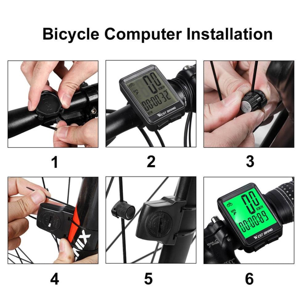 Bicycle Computer Road Bike Table Light Wired Wireless Waterproof Luminous Speedometer Waterproof Cycling Odometer Smart Sensor Auto Wake-Up Multi-Function Bicycle Speed Tracker With LCD Backlight Display