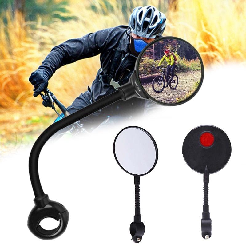 New Universal Rotate Bike Rearview Mirror Unique Bicycle Handlebar Mounted Convex Rear View Mirror Adjustable Full Rotatable Rearview Bicycle Mirrors Wide Angle Acrylic Convex Cycling Safety Mirror For Road Bike