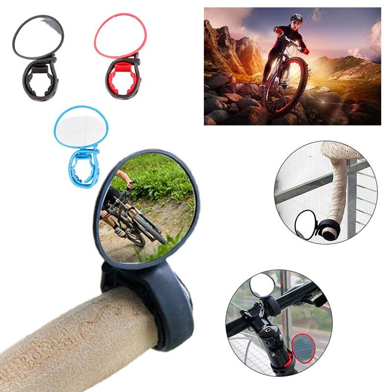 New Universal Rotate Bike Rearview Mirror Unique Bicycle Handlebar Mounted Convex Rear View Mirror Adjustable Full Rotatable Rearview Bicycle Mirrors Wide Angle Acrylic Convex Cycling Safety Mirror For Road Bike