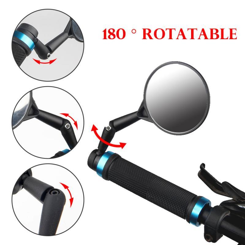 New Universal Rotate Bike Rearview Mirror Unique Bicycle Handlebar Mounted Convex Rear View Mirror Adjustable Full Rotatable Rearview Bicycle Mirrors Wide Angle Acrylic Convex Cycling Safety Mirror For Road Bike