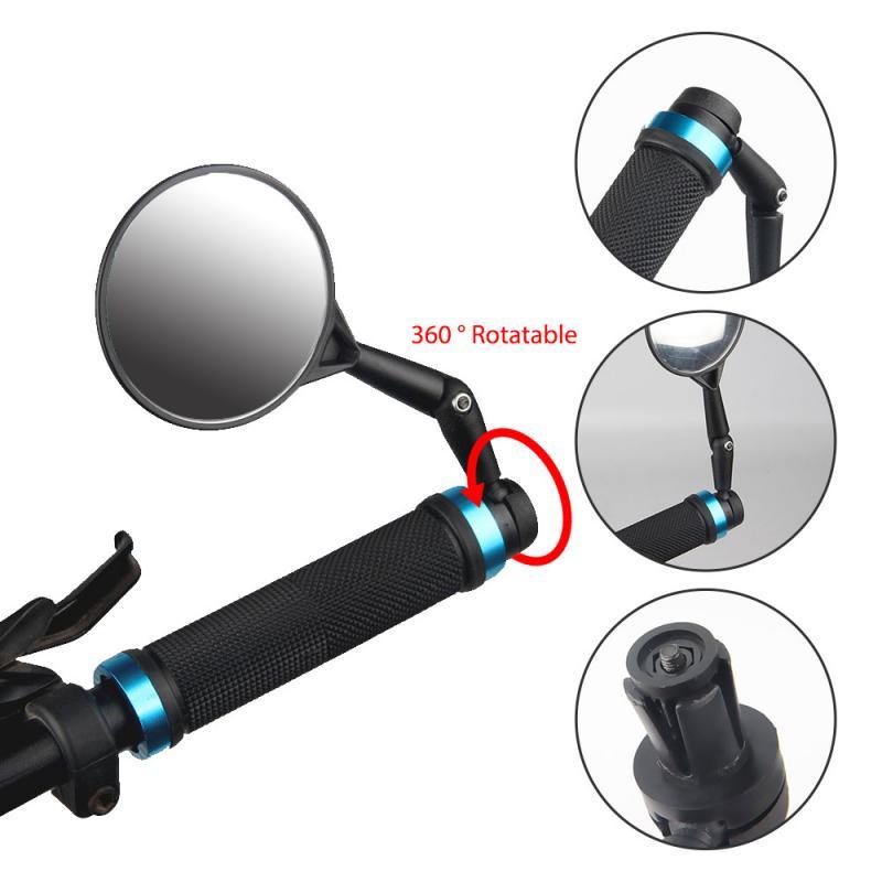 New Universal Rotate Bike Rearview Mirror Unique Bicycle Handlebar Mounted Convex Rear View Mirror Adjustable Full Rotatable Rearview Bicycle Mirrors Wide Angle Acrylic Convex Cycling Safety Mirror For Road Bike