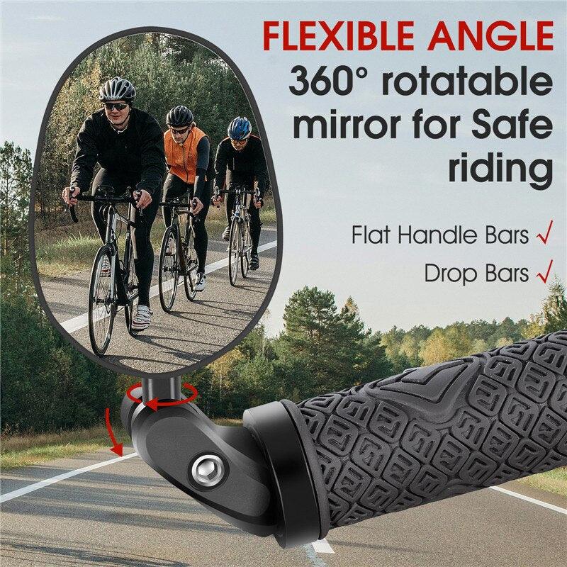 Bicycle Rearview Mirror Rotation Adjustable Rear View Road Wide Range Back Bicycle Handlebar Mirror HD Wide Angle Bicycle Rear View Mirrors Adjustable Rotation Handlebar Convex Mirror For Bike Cycling