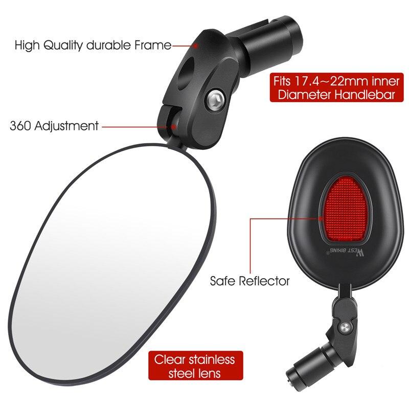 Bicycle Rearview Mirror Rotation Adjustable Rear View Road Wide Range Back Bicycle Handlebar Mirror HD Wide Angle Bicycle Rear View Mirrors Adjustable Rotation Handlebar Convex Mirror For Bike Cycling