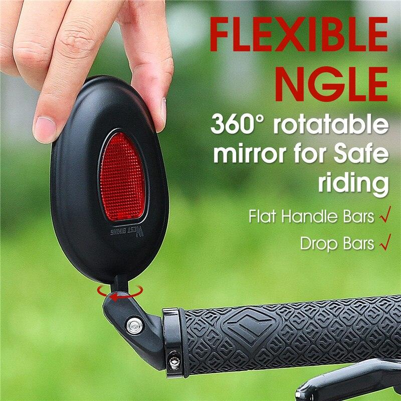 Bicycle Rearview Mirror Rotation Adjustable Rear View Road Wide Range Back Bicycle Handlebar Mirror HD Wide Angle Bicycle Rear View Mirrors Adjustable Rotation Handlebar Convex Mirror For Bike Cycling