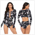 Surfing Swimsuit For Women Bikini Long Sleeve Swimwear Tiger Print Push Up Summer Bath Suit Two Piece Surfing Rash Guard Bikini Long Sleeve Swimsuit Set