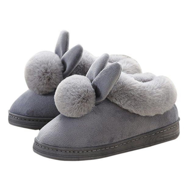 Comfortable Fashion Autumn Winter Cotton Slippers Rabbit Ear Home Indoor Slippers Winter Warm Shoes Womens Cute Plush Slippers Warm Indoor Slippers For Women Fleece Plush Bedroom Winter Boots