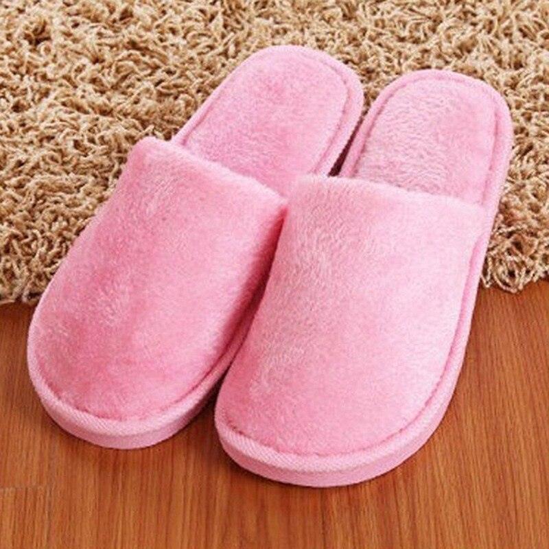 Simple Solid Soft Plush Slippers For Men And Women Winter Warm Indoor Non-slip Slippers Shoes Comfortable Memory Foam Slippers For Women's And Men's Casual House Shoes