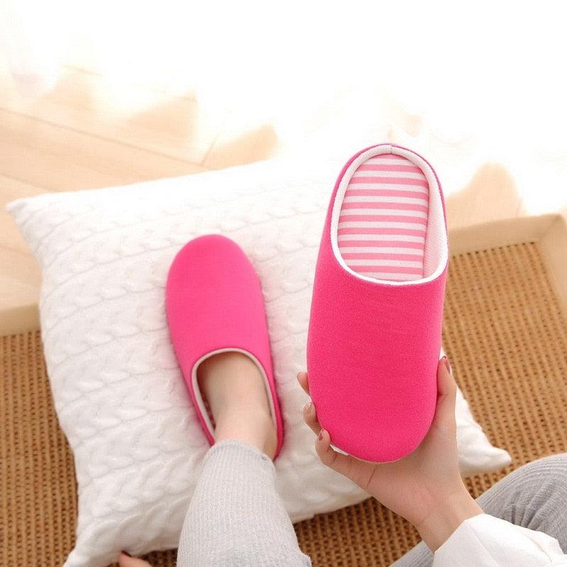 Simple Solid Soft Plush Slippers For Men And Women Winter Warm Indoor Non-slip Slippers Shoes Comfortable Memory Foam Slippers For Women's And Men's Casual House Shoes