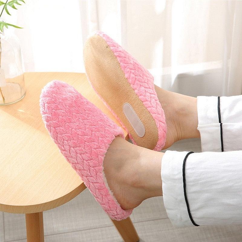 Simple Solid Soft Plush Slippers For Men And Women Winter Warm Indoor Non-slip Slippers Shoes Comfortable Memory Foam Slippers For Women's And Men's Casual House Shoes