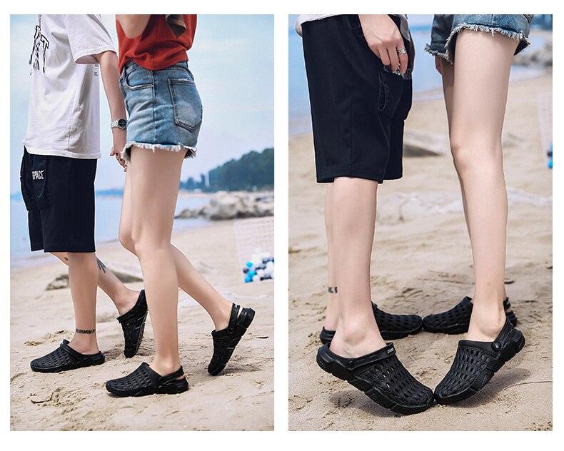 New Sandals Hole Shoes Couple Home Summer Hollow Out Mens And Womens Beach Flat Clogs Classic Mules Anti-Skid Rubber Sole Slip On Summer Arch Support Slippers