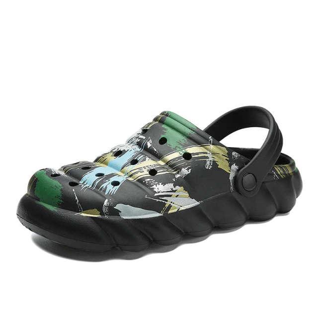 Men's Black Rubber Beach Flip Flops Sandals Wedge Flat Shoes Footwear Fashion Unisex Garden Clogs Sports Sandals Outdoor Indoor Lightweight Clogs