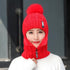 Coral Fleece Winter Women Knitted Hats Add Fur Warm Winter Hats For Women With Zipper Keep Face Warmer Balaclava Pompoms Cap Balaclava Gorgas Bonnet Knitted Hat Windproof Ski Mask Cold Weather Face Mask Motorcycle Balaclava Hood Warmer Winter Sports Cap