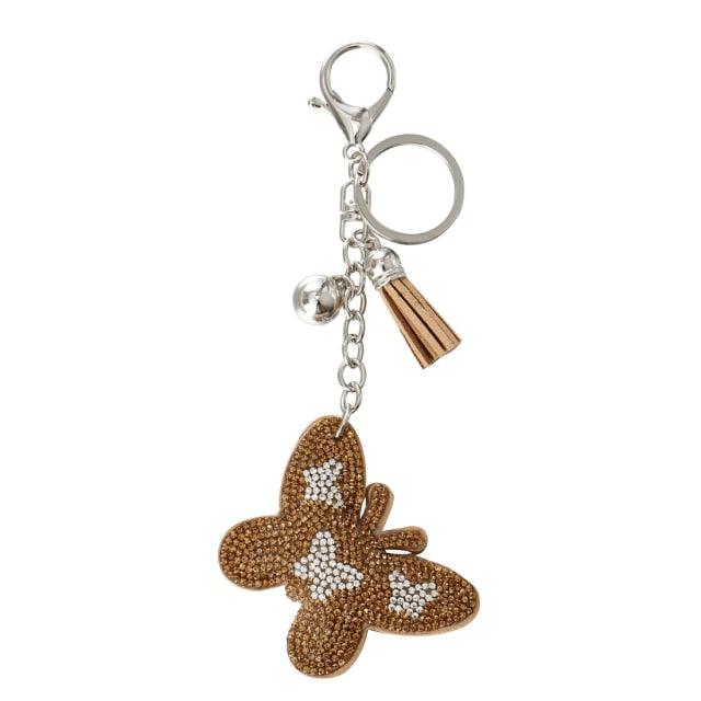 Cute Leather Heart Tassel Key Holder Metal Crystal Key Chain Keyring Rhinestone Heart Shape Keychains Glitter Crystal Heart Tassel Keychains Charm Keychain Bag Auto Pendant Gift