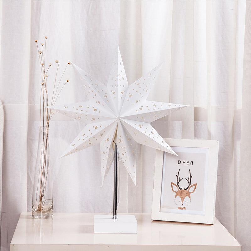 Modern Retro Led Table Lamp Desk Light Paper Star Wood Lamp Nordic Design Minimalist Bedside Living Room Bedroom Decor  Cute Study Lamps for Bedroom Décor