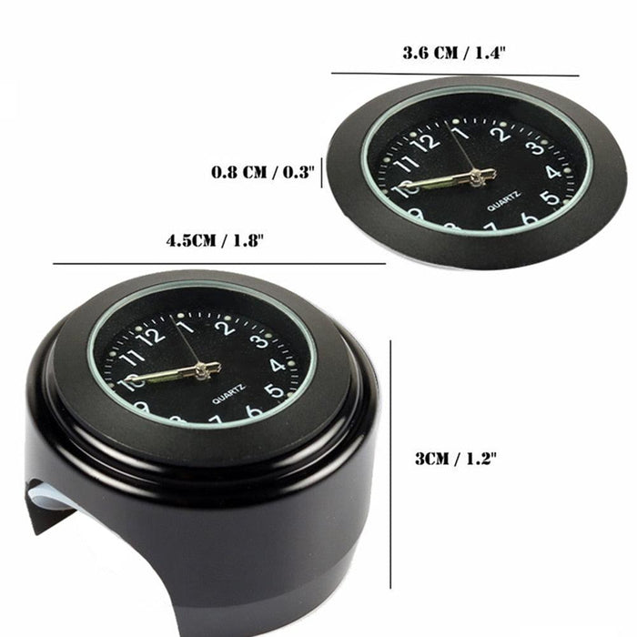 22-25mm Multi-functional Motorcycle Handlebar Mount Clock Universal Waterproof Motorcycle Handlebar Watch  Durable Practical Classic Waterproof Luminous Quartz Watch