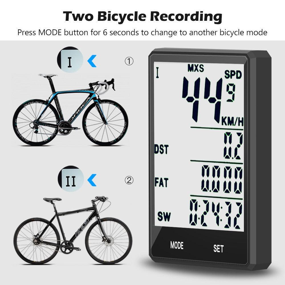 Wireless Bike Computer Rainproof Speedometer Odometer Stopwatch Wireless Waterproof Bicycle Cycle Speedometer And Odometer With Automatic Wake-up Backlight Motion Sensor LCD Display