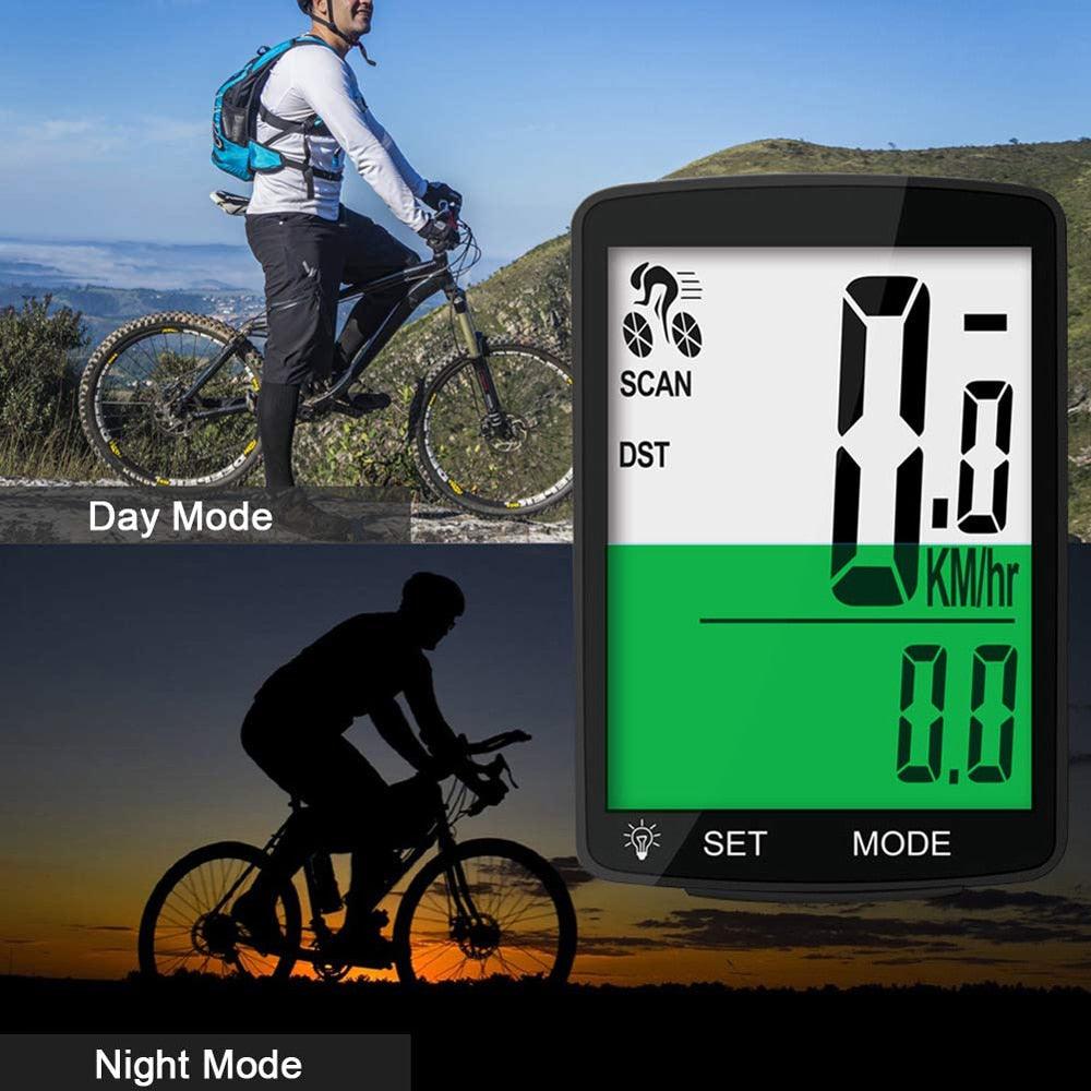 Wireless Bike Computer Rainproof Speedometer Odometer Stopwatch Wireless Waterproof Bicycle Cycle Speedometer And Odometer With Automatic Wake-up Backlight Motion Sensor LCD Display