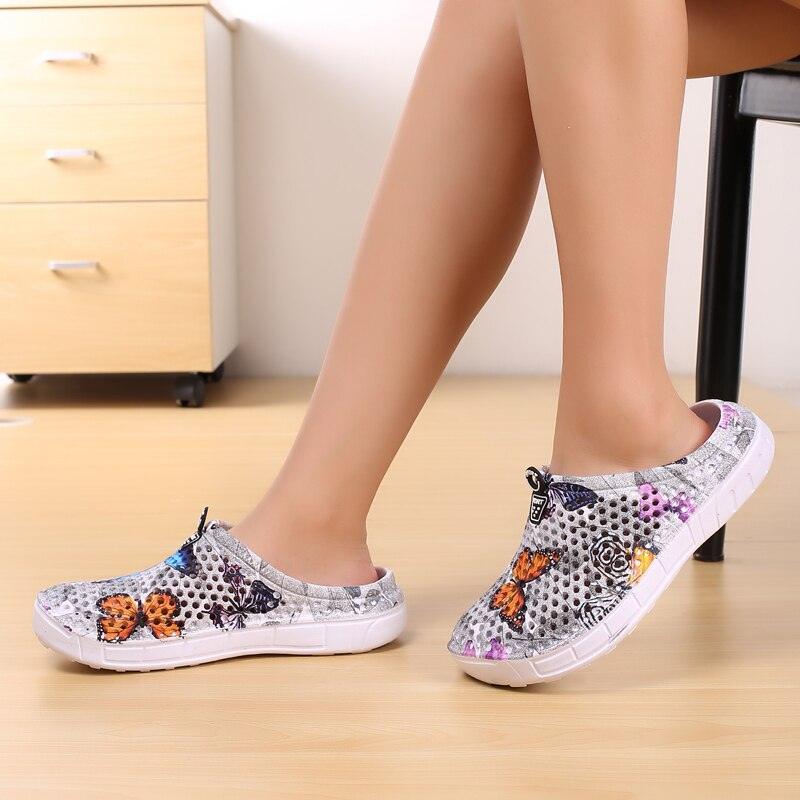 Womens Slip-On Quick Dry Water Clogs Shoes Beach Sandals Lightweight Breathable Bathroom Garden Clogs Shoes Summer Breathable Mesh Sandals Beach Footwear Anti-Slip Slippers Quick Drying Sandals