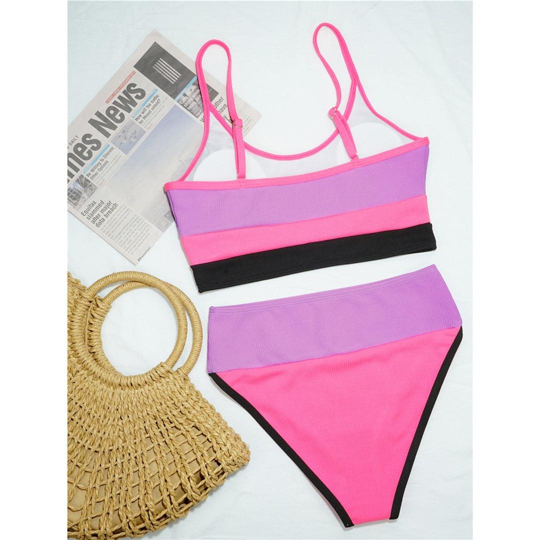 Female Swimsuit High Waist Bikini Women High Waist Bikini Set Two Piece Swimsuits Bikini Top With Bottoms Bathing Suits For Teens Girls Women Swimwear Two-pieces Bikini Set Sport Bathing Suit Swim Lady