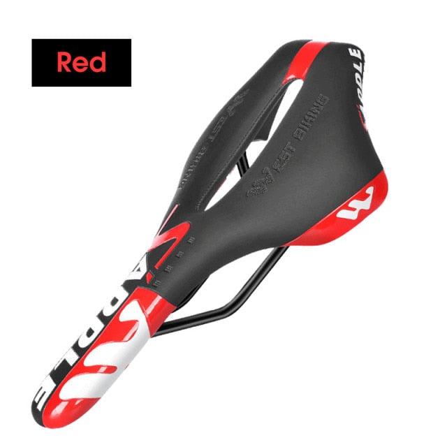 Ultra Light Comfortable Bicycle Saddle Mountain Road Bike Seat Soft Leather Hollow Breathable Cushion Seat Ergonomics Design Breathable Suspension Gel Bike Saddle Cushion For Mountain Bike Road Bike