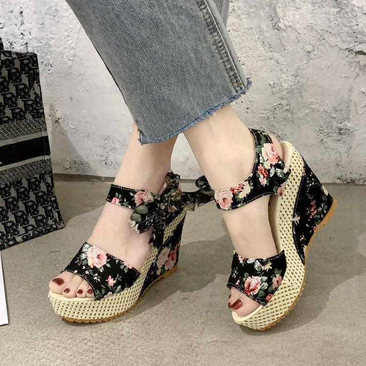 Bowknot Women High Heeled Shoes Summer Sandals Party Platform High Heels Shoes Lace Up Platform Beautiful Sandals Ankle Strap Slingback Dress Shoes