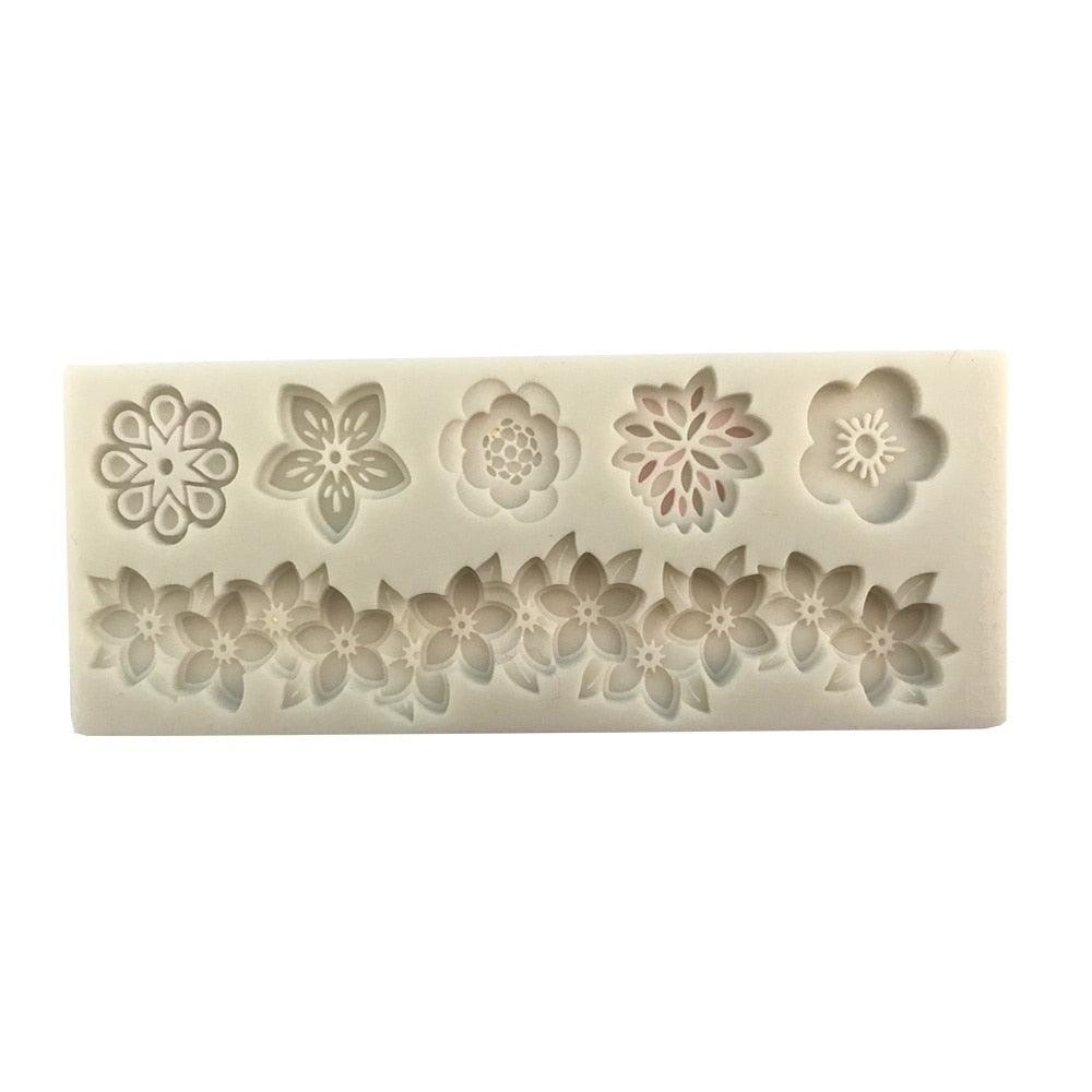 Flowers Silicone Mold Cake Circumference Flower Bunch Mold Soft Candy Mould Rose Beautiful Daisy Rose Leaf And Mini Flowers Candy Silicone Eco Friendly Mold