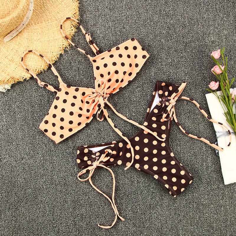 Fashion Women Swimsuit Swimwear Women Two Piece Swimsuit Swimwear Halter String Triangle Bikini Sets Women Two Piece Bathing Suit Bikinis Beachwear Beach Swimwear